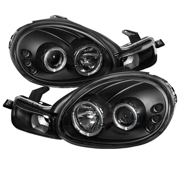 Headlights Headlamps w// Black Bezels Left /& Right Pair Set for 00-02 Dodge Neon